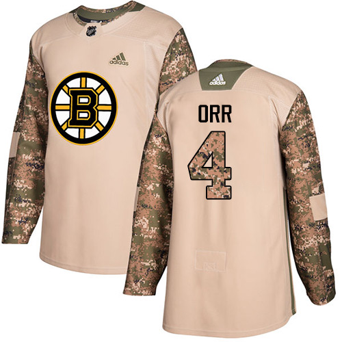 Adidas Bruins #4 Bobby Orr Camo Authentic Veterans Day Stitched NHL Jersey